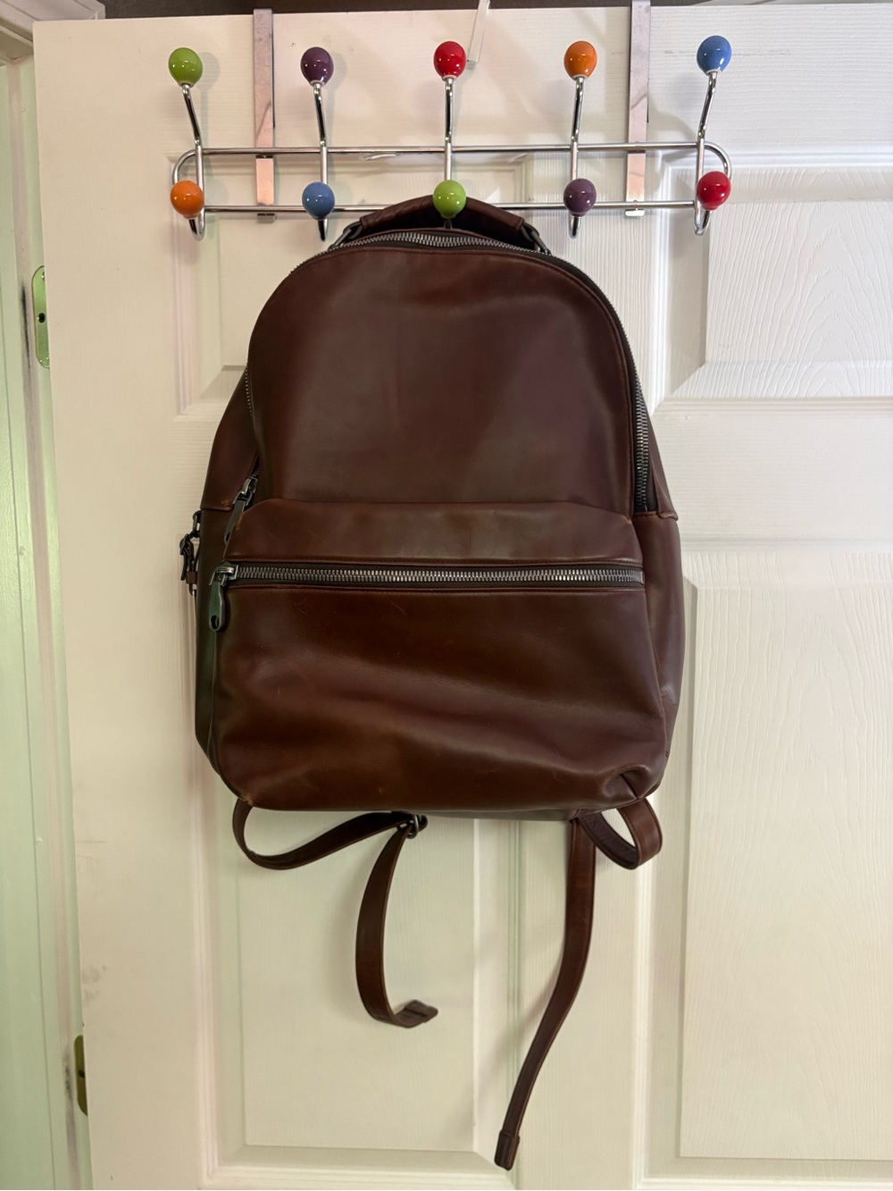 Shinola Brown Leather Backpack - Sleek Everyday Carry